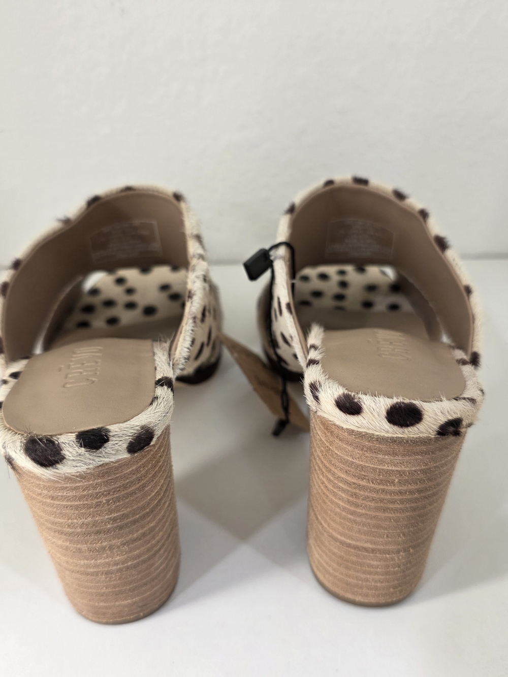 Crevo NWT Spotted Calf Hair Mule Heels Size 7 - Picture 7 of 10